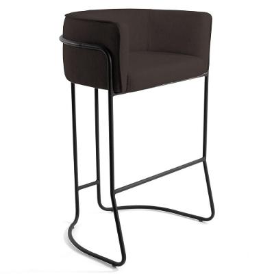 Banqueta Base Aço Preto Betina C-34 Corano Marrom - Domi