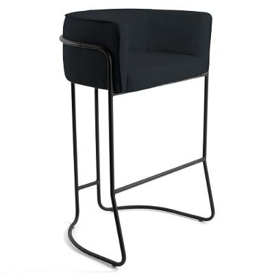 Banqueta Base Aço Preto Betina B-300 Veludo Preto - Domi