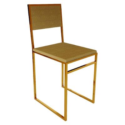 Cadeira De Jantar Industrial Isa Assento Estofado Veludo Marrom Base Cobre - Marrom