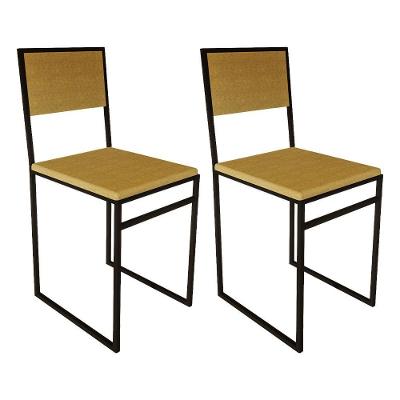 Kit 2 Cadeiras De Jantar Industrial Assento Estofado Veludo Marrom Isa - Marrom