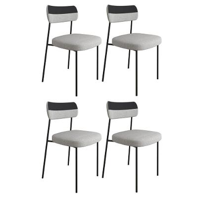 Kit 4 Cadeiras Estofadas Milli Corano/Linho F02 Preto/Cinza