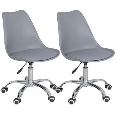 Kit 2 Cadeiras Com Rodízios Tulipa Office Escritório Cinza Claro Cinza Claro
