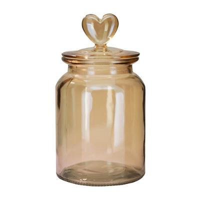 Pote Vidro Hermético âmbar Decor Afeto Coração 1310ml