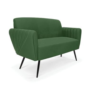 Sofá Namoradeira Pés Palito De Ferro Bruna Suede Verde - D\'rossi