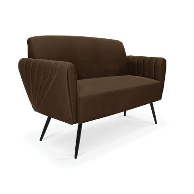 Sofá Namoradeira Pés Palito De Ferro Bruna Suede Marrom - D\'rossi