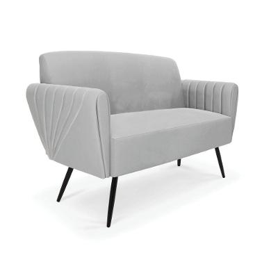 Sofá Namoradeira Pés Palito De Ferro Bruna Suede Cinza - D\'rossi