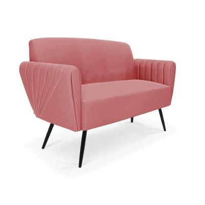 Sofá Namoradeira Pés Palito De Ferro Bruna Suede Rosê - D\'rossi