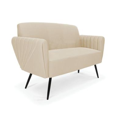 Sofá Namoradeira Pés Palito De Ferro Bruna Suede Bege - D\'rossi