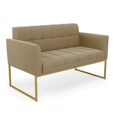Sofá Namoradeira Elisa Suede Base Metálica Industrial Dourado - D\'rossi Cor Marrom Rato