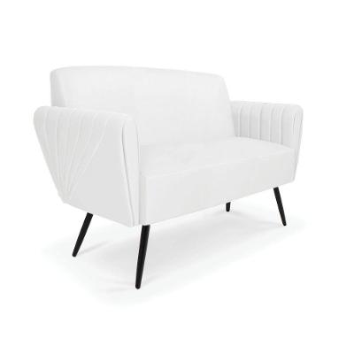 Sofá Namoradeira Pés Palito De Ferro Bruna Corino - D\'rossi Cor Branco