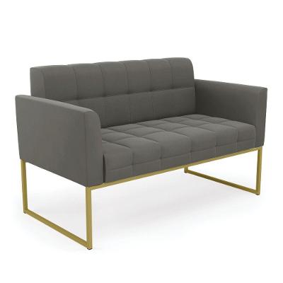 Sofá Namoradeira Elisa Suede Base Metálica Industrial Dourado - D\'rossi Cor Grafite