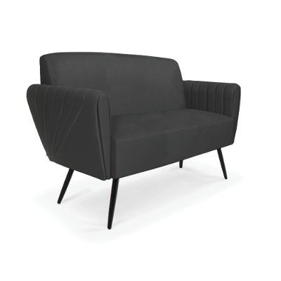 Sofá Namoradeira Pés Palito De Ferro Bruna Corino - D\'rossi Cor Preto