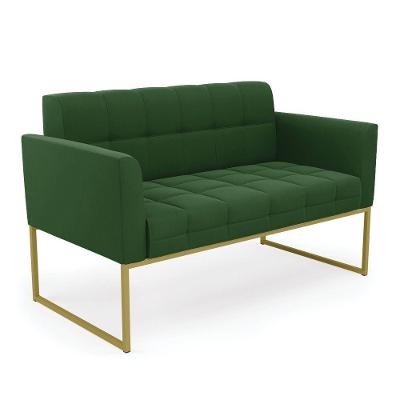 Sofá Namoradeira Elisa Suede Base Metálica Industrial Dourado - D\'rossi Cor Verde