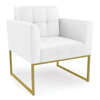 Poltrona Elisa Corino Base Metálica Industrial Dourado - D\'rossi Cor Branco