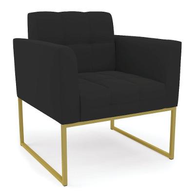 Poltrona Elisa Veludo Base Metálica Industrial Dourado - D\'rossi Cor Preto