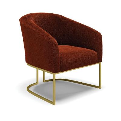 Poltrona Stella Bouclê Base Metálica Industrial Dourado - D\'rossi Cor Terra