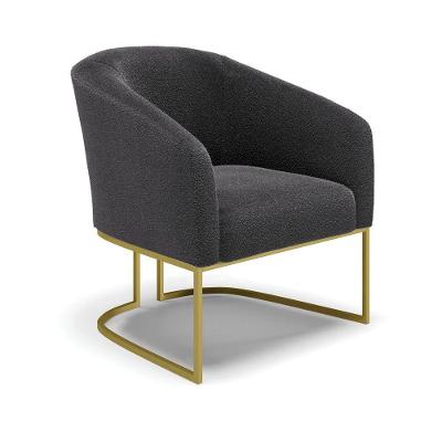 Poltrona Stella Bouclê Base Metálica Industrial Dourado - D\'rossi Cor Grafite