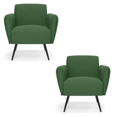 Kit 2 Poltronas Pés Palito De Ferro Bruna Suede - D\'rossi Cor Verde