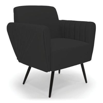 Poltrona Pés Palito De Ferro Bruna Veludo - D\'rossi Cor Preto