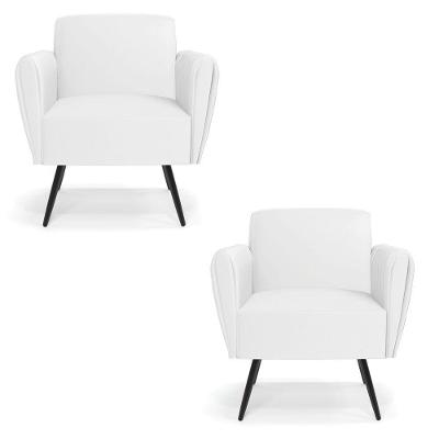 Kit 2 Poltronas Pés Palito De Ferro Bruna Corino - D\'rossi Cor Branco