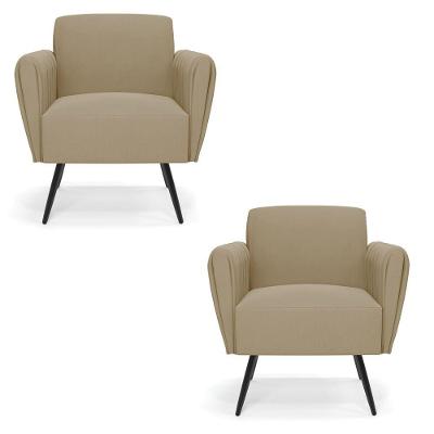 Kit 2 Poltronas Pés Palito De Ferro Bruna Suede - D\'rossi Cor Marrom Rato