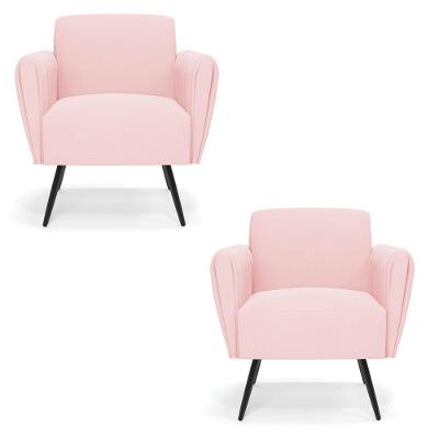 Kit 2 Poltronas Pés Palito De Ferro Bruna Suede - D\'rossi Cor Rosa Bebê