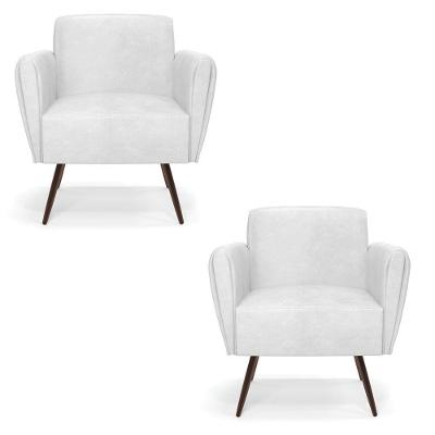 Kit 2 Poltronas Pés Palito De Ferro Bruna Corano - D\'rossi Cor Branco