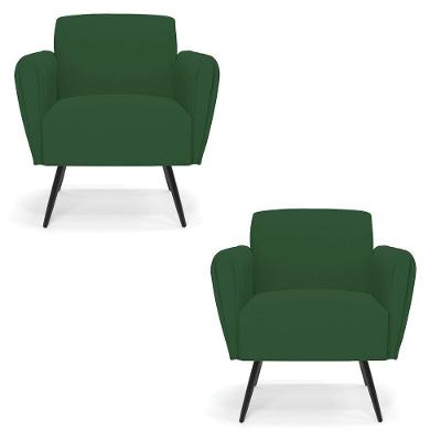 Kit 2 Poltronas Pés Palito De Ferro Bruna Veludo - D\'rossi Cor Verde