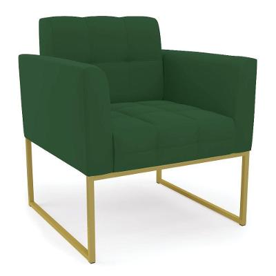 Poltrona Elisa Veludo Base Metálica Industrial Dourado - D\'rossi Cor Verde