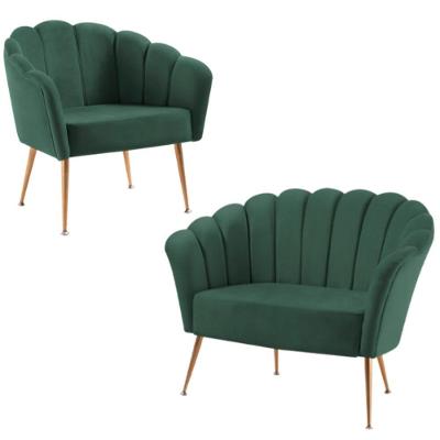 Kit Namoradeira E Poltrona Decorativa 7050x7049 Veludo Verde Dmobiliario Verde