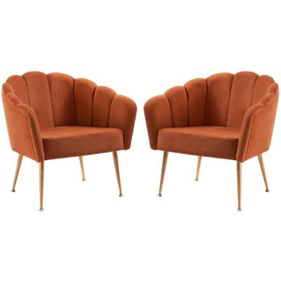 Kit 2 Poltronas Decorativas Pes Aço Dourado 7049 Veludo Caramelo Dmobiliario Caramelo