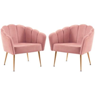 Kit 2 Poltronas Decorativas Pes Aço Dourado 7049 Veludo Rosa Dmobiliario Rosa