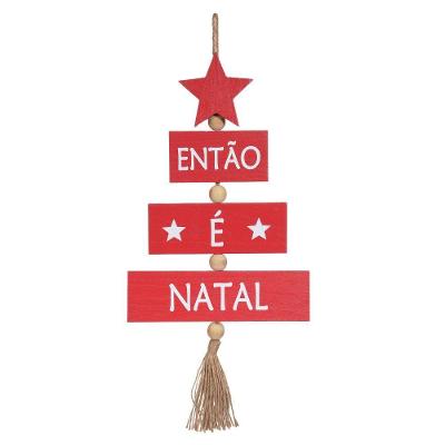 Placa Decorativa Então é Natal Vermelho 39x10 Cm F04 - D\'rossi