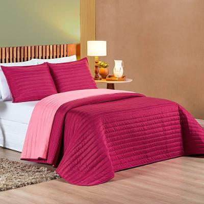 Cobre Leito 200 Fios Dupla Face King Colors 03 Peças - Pink - Rosa.