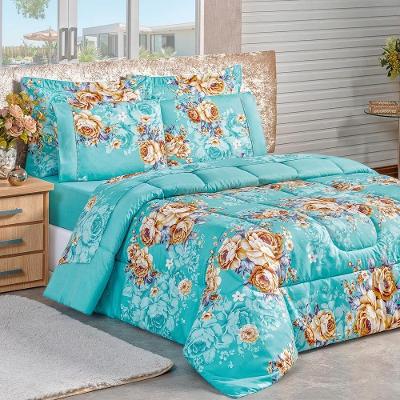 Kit Edredom Estampado Micropercal 200 Fios Naturale Casal 03 Peças - Jasmine