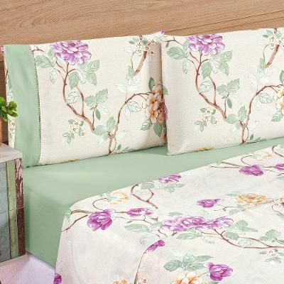 Jogo De Cama Estampado Micropercal 200 Fios Naturale Queen 04 Peças - Belle.