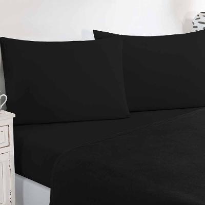 Jogo De Cama Malha Lençol 100% Algodão Gran Moratta 3 Peças Solteiro - Preto-preto.