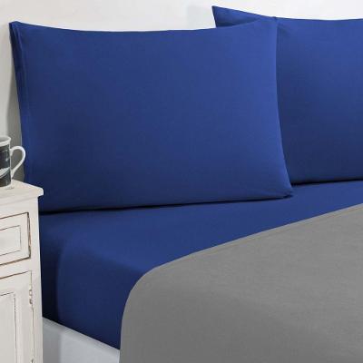 Jogo De Cama Malha Lençol 100% Algodão Gran Moratta 3 Peças Solteiro - Cinza-azul Royal.