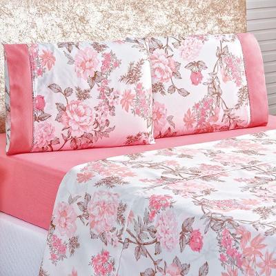 Jogo De Cama Estampado Micropercal 200 Fios Naturale Casal 04 Peças - Serene.