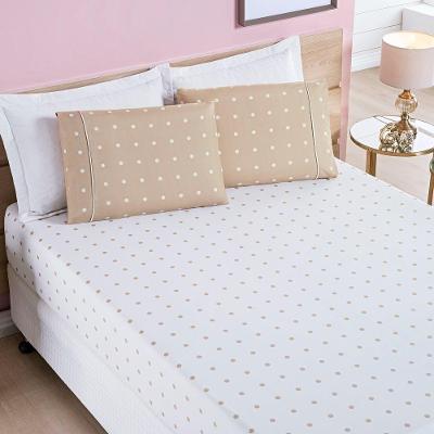Jogo De Cama Lençol 200 Fios Petit Poá Queen 03 Peças - Caqui