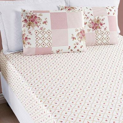 Jogo De Cama Lençol Bouti Estampado Queen 03 Peças - Rosa Matura