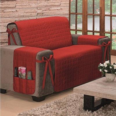 Protetor De Sofá Dupla Face Premium 2 Lugares - Vermelho-caqui