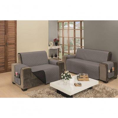 Protetor De Sofá Dupla Face Impermeável Mr 2 E 3 Lugares King - Preto-cinza