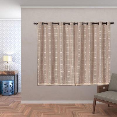 Cortina Blackout Pvc Com Tecido Voil Xadrez 2,00 M X 1,40 M - Avelã.
