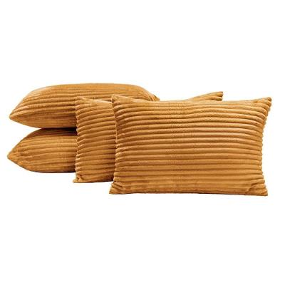 Almofadas Cheias Velvet Bariloche 60x30cm 04 Peças - Mostarda.