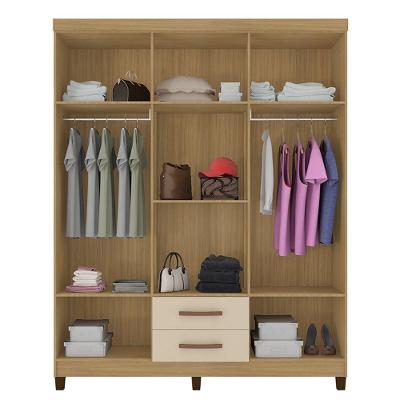 Kit Guarda Roupa 6p 2g C- Espelho, Cômoda Sapateira 1p 4g E Armário Multiuso 2p Carvalho Off White