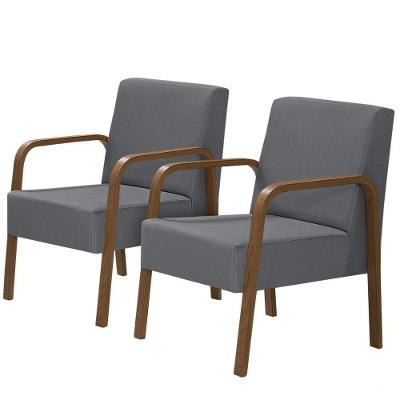 Kit 2 Poltronas Decorativas 1 Lugar Luna Braço Madeira Suede