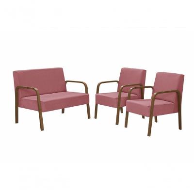 ConjLuna 1 Poltrona 2 Lugares E 2 Poltronas De 1 Lugar Braço Madeira Suede
