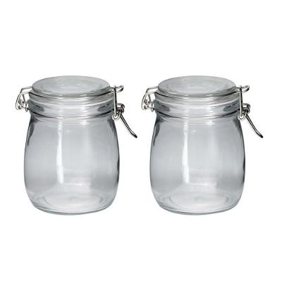 Jogo 2 Potes Hermético Vidro Redondo Com Super Trava 830ml