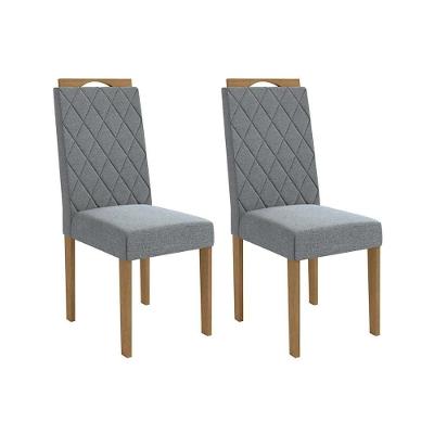 Kit 2 Cadeiras Sala Jantar 2cad152 2 Un Freijo - Assento-encosto Linho Cinza A018 - Kappesberg